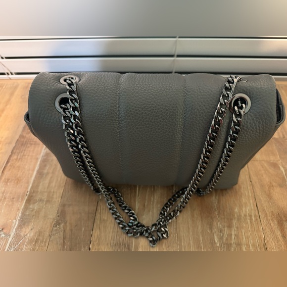 Caviar grey full single flap with navy leather lining designer bag by Virsa bag - Picture 9 of 14